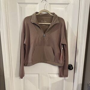 Jessica Simpson Taupe Half-Zip Pullover Jacket